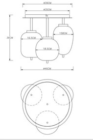 Globo 15345-3D - Prisadený luster BLACKY 3xE14/40W/230V čierna