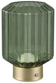Stmievateľná LED stolová lampa v zelenej a zlatej farbe so skleneným tienidlom (výška 19,5 cm) Lord – Trio