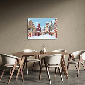 Sklenený obraz - Zimná ulička (70x50 cm)