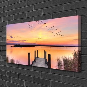 Obraz Canvas Mólo západ slnka jazero 125x50 cm