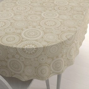 Biante Dekoračný oválny obrus Leona LN-170 Biele mandaly na režnom 60x100 cm