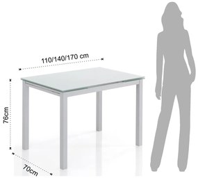 Rozkladací jedálenský stôl so sklenenou doskou 70x110 cm Fast – Tomasucci
