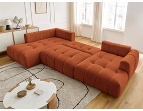 Rozkladacia/s úložným priestorom rohová pohovka v tehlovej farbe (ľavý roh/do tvaru "U") Fuji – Bobochic Paris