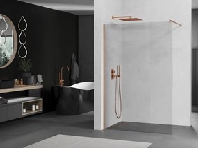 Mexen Kioto, sprchová zásteny typ Walk-In 120 x 200 cm, 8mm číre sklo, medený matný profil, 800-120-101-65-00