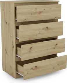 Komoda so 4 zásuvkami Carlos, dub artisan, 75 cm