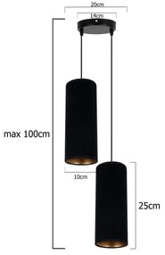 Luster na lanku AVALO 2xE27/60W/230V pr. 20 cm čierna