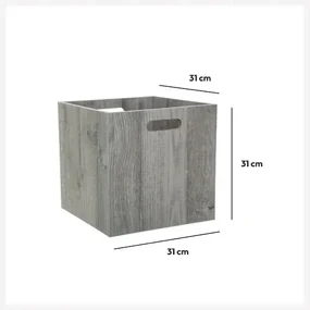 Úložný box Wood, 31x31x31 cm, sivá
