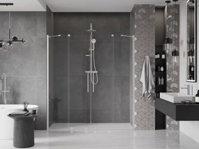 Mexen Velar Duo, posuvné sprchové dvere do otvoru 170 cm, 8mm číre sklo, brúsená oceľ, 871-170-000-02-97