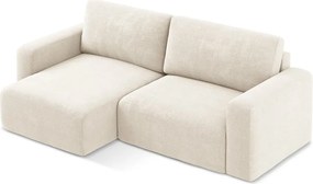 Krémovobiela ženilková rozkladacia/s úložným priestorom rohová pohovka (ľavý roh/s leňoškou) Kona – Makamii