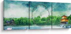 Obraz - Snová krajina (s hodinami) (90x30 cm)