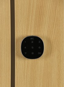 Šatníková skrinka S1 s úložnými boxmi, 6 boxov, 1850 x 900 x 500 mm, kódový zámok, laminované dvere, dub prírodný