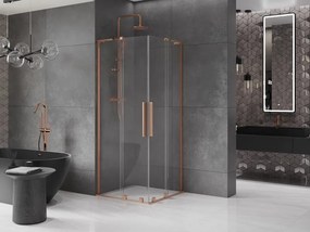Mexen Velar L Duo, sprchový kút s posuvnými dverami 90 x 90 cm, 8mm číre sklo, medená matná, 871-090-090-02-03-65