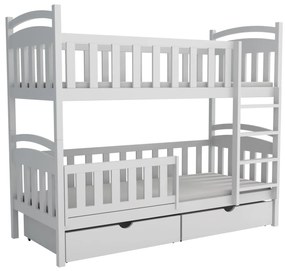 Detská poschodová posteľ z masívu borovice KRISTEN so šuplíkmi - 200x90 cm - BIELA