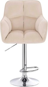LuxuryForm DESIGN Barová stolička AMALFI VELUR na striebornom tanieri - krémová