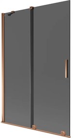 Mexen Velar, 2-krídlová posuvná vaňová zástena 120 x 150 cm, 8mm šedé sklo, ružové zlato, 896-120-000-41-60