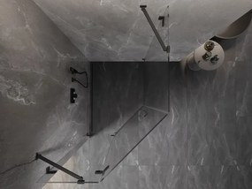 Mexen Lunar, päťuholníkový sprchový kút naklápací doľava 80 x 90 cm, 8mm číre sklo, profil grafit brúsený, 831-080L-090P-66-00-L