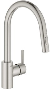 GROHE Feel páková drezová batéria s vyťažiteľnou sprškou s prepínaním, 2jet, výška výtoku 188 mm, Supersteel, 31486DC1