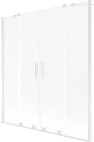 Mexen Velar Duo, 2-krídlová vaňová zástena s posuvnými dverami 140 x 150 cm, námraza, biely profil, 896-140-000-32-20