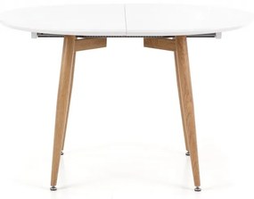 Oválny rozkladací jedálenský stôl Edward 120/200 cm biely/dub San remo