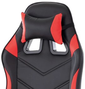 Herné kreslo GEAR — ekokoža, čierna / červená