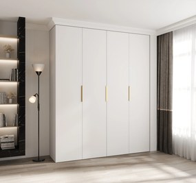 Šatníková skriňa 200 cm Carmela 40-4 (biela + zlatá). Akcia -20%. Vlastná spoľahlivá doprava až k Vám domov. 1126674