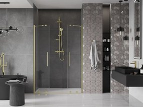 Mexen Velar Duo, posuvné dvere do otvoru 140x200 cm, 8mm číre sklo, zlatá matná, 871-140-000-02-55