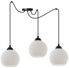 Závesné svietidlo Riffle Round Spider, 3x biele sklenené tienidlo, b