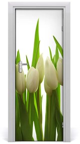 Fototapeta na dvere biele tulipány 75x205 cm