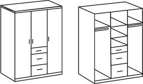 Šatníková skriňa Joker, 135 cm, biela / dub sonoma