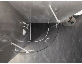 Mexen Lunar, polkruhový výklopný sprchový kút 70 x 70 cm, 8mm číre sklo, biely profil, 833-070L-070P-20-00