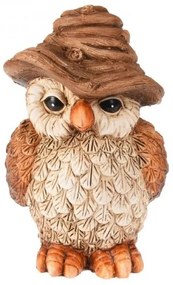 Dekoračná sova s ratanovým klobúkom 16 cm