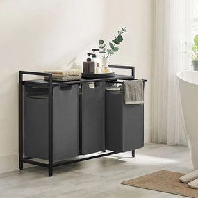 Trojdielny kôš na bielizeň, tmavosivý