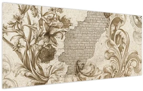 Obraz - Múr s kvetmi (120x50 cm)