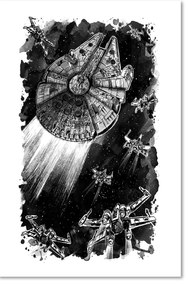 Gario Obraz na plátne Star Wars, Millennium Falcon X-Wing - Dr.Monekers Rozmery: 80 x 120 cm