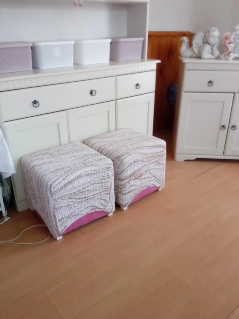 Potahy na taburetky su po bokoch kratsie o 10 cm..je to vada od vyrobcu, nikto to nekontroloval..maju rozmery 40x30x30 a nie ako dodavatel pise 40x40x40. reklamaciu mam vo vybavovani..
